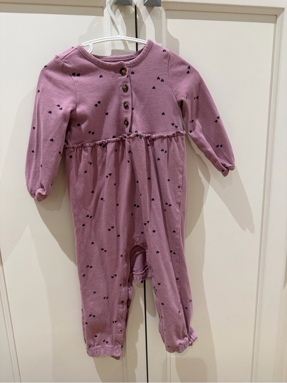 Carter’s 18m Girls' Mauve Heart-Print One-Piece Romper